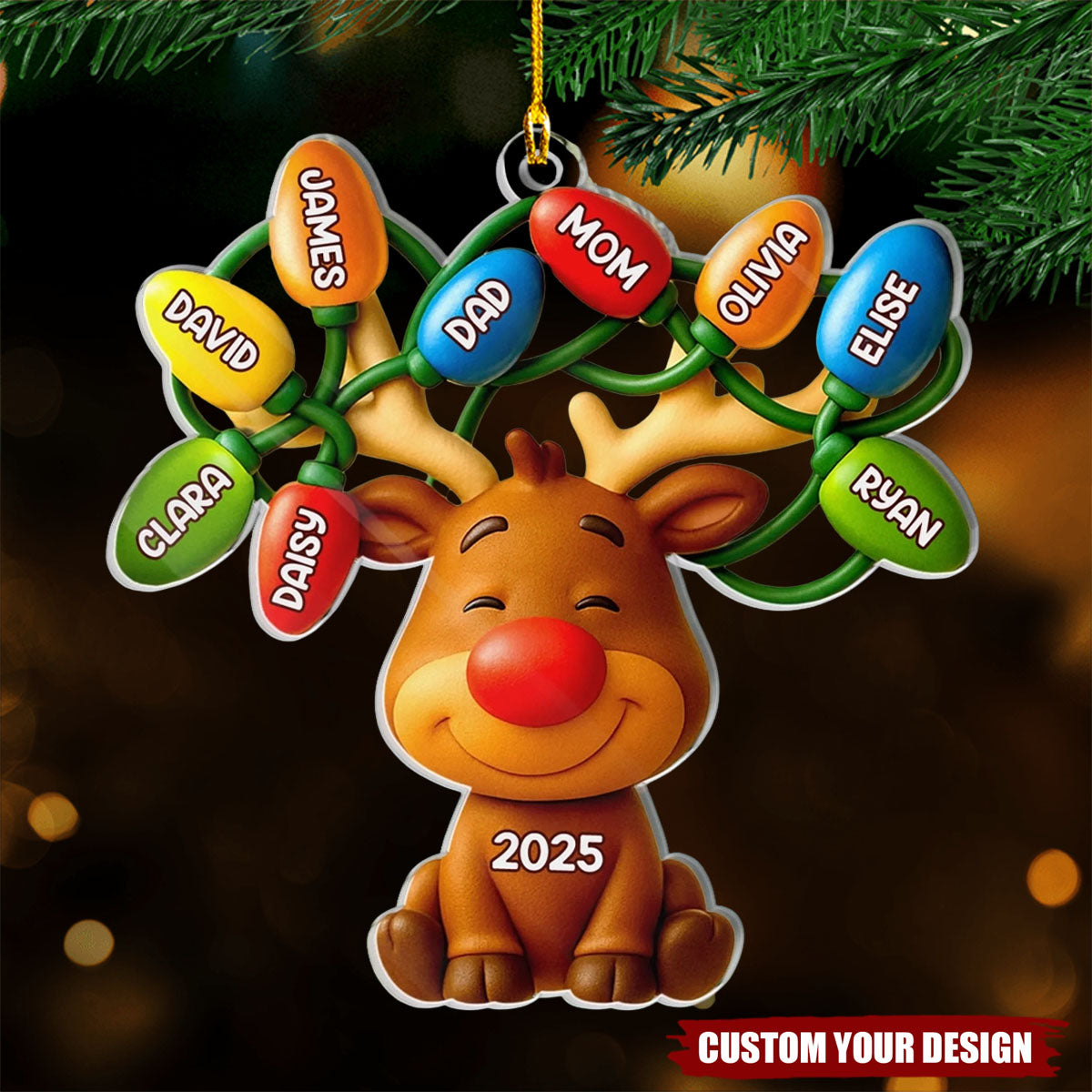 Personalized Christmas Birthday Acrylic Ornament Gifts For Mom, Dad, Kids - Our Reindeer Crew