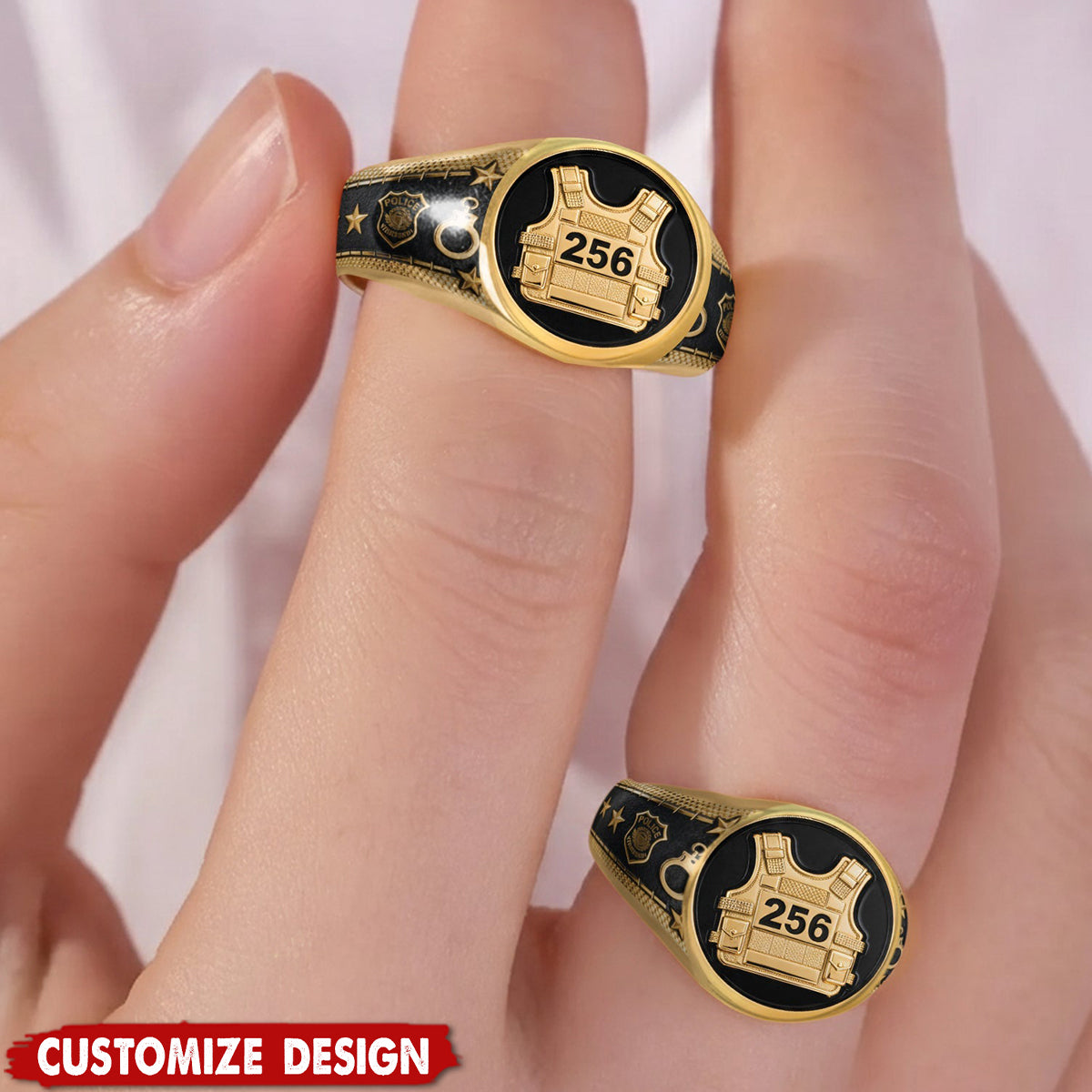 Personalized Police Officer Protect And Serve Signet Ring - Gift For Police Officers