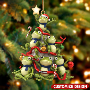 Personalized Frog Shaped Christmas Ornament - Gift For Frog Lover