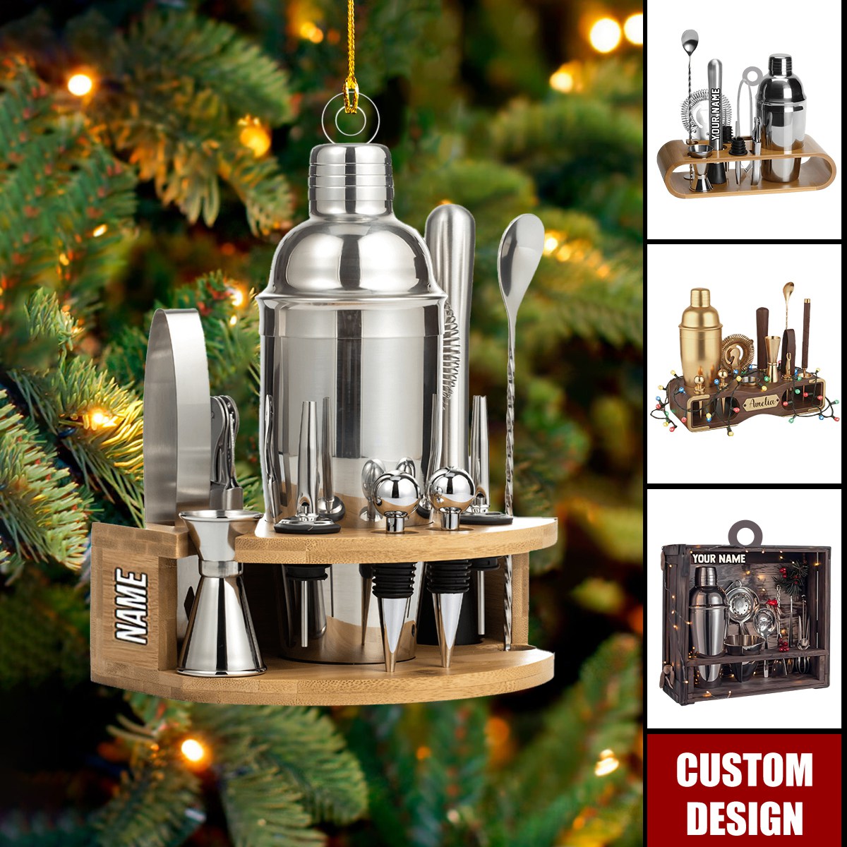 Personalized Bartender Acrylic Christmas Ornament - Gift For Bartender