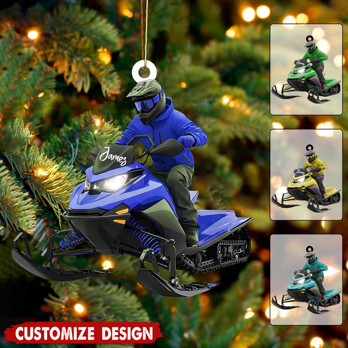 Personalized Snowmobile Rider Christmas Ornament- Gift for Rider, Winter Sports Lover