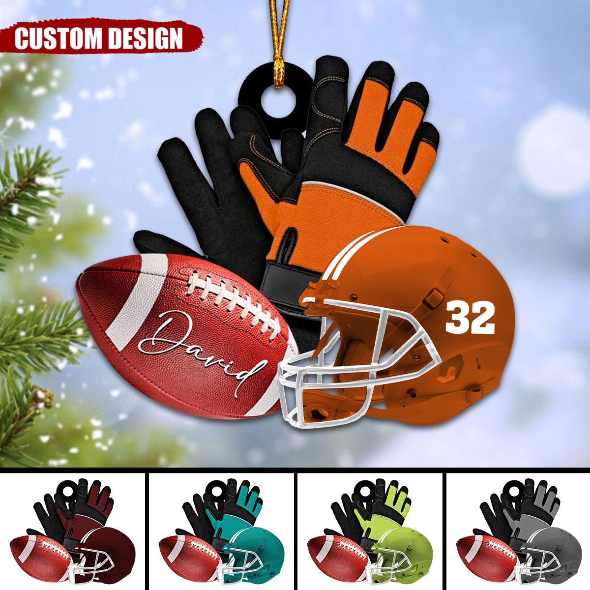 christmas football helmet Custom Ornaments Shoulder Pads and Football Uniform Ornament American Player Gift for Boy Girl Christmas Hanging Decor Gift With more national championships than any other program Football helmet blown glass Christmas