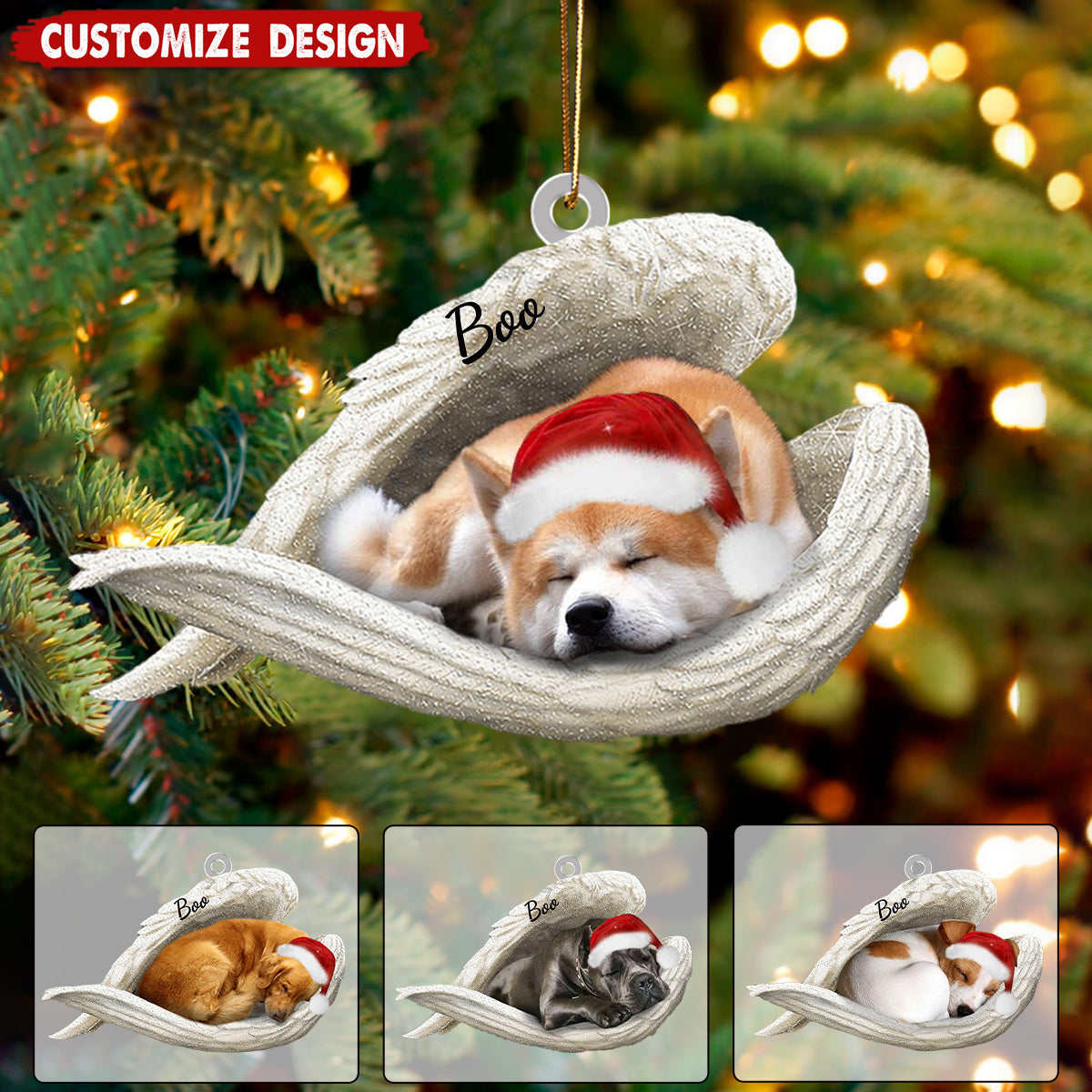 Personalized Dog Sleeping Angel Memorial Ornament