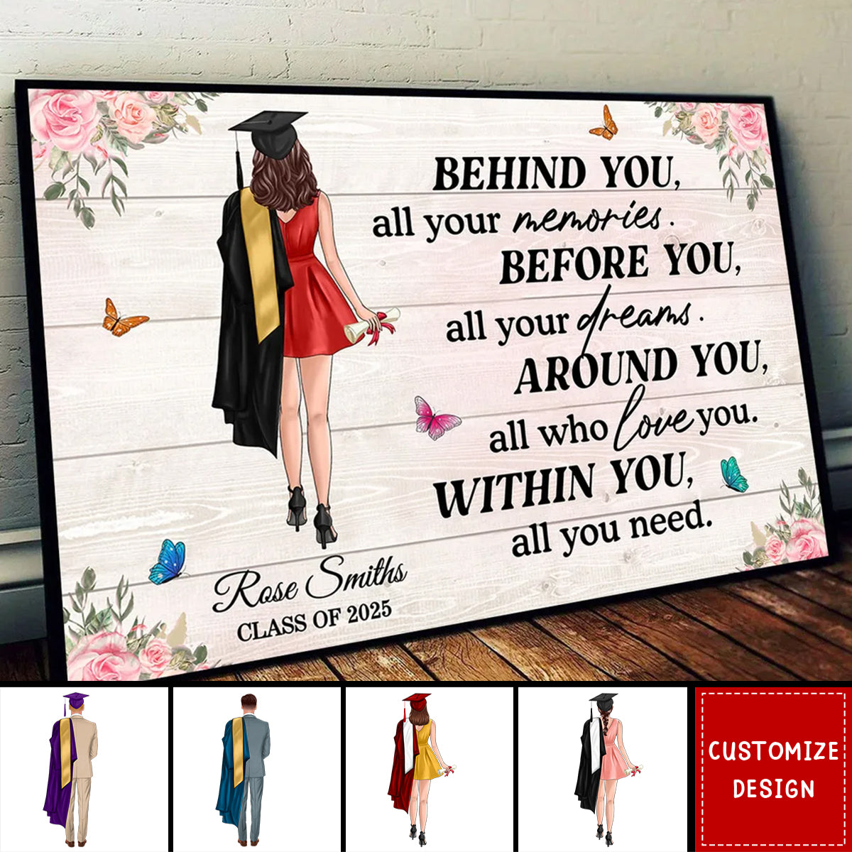 Graduation Senior Behind You All Your Memories Personalized Poster - Graduation Gift