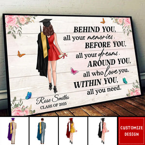 Graduation Senior Behind You All Your Memories Personalized Poster - Graduation Gift