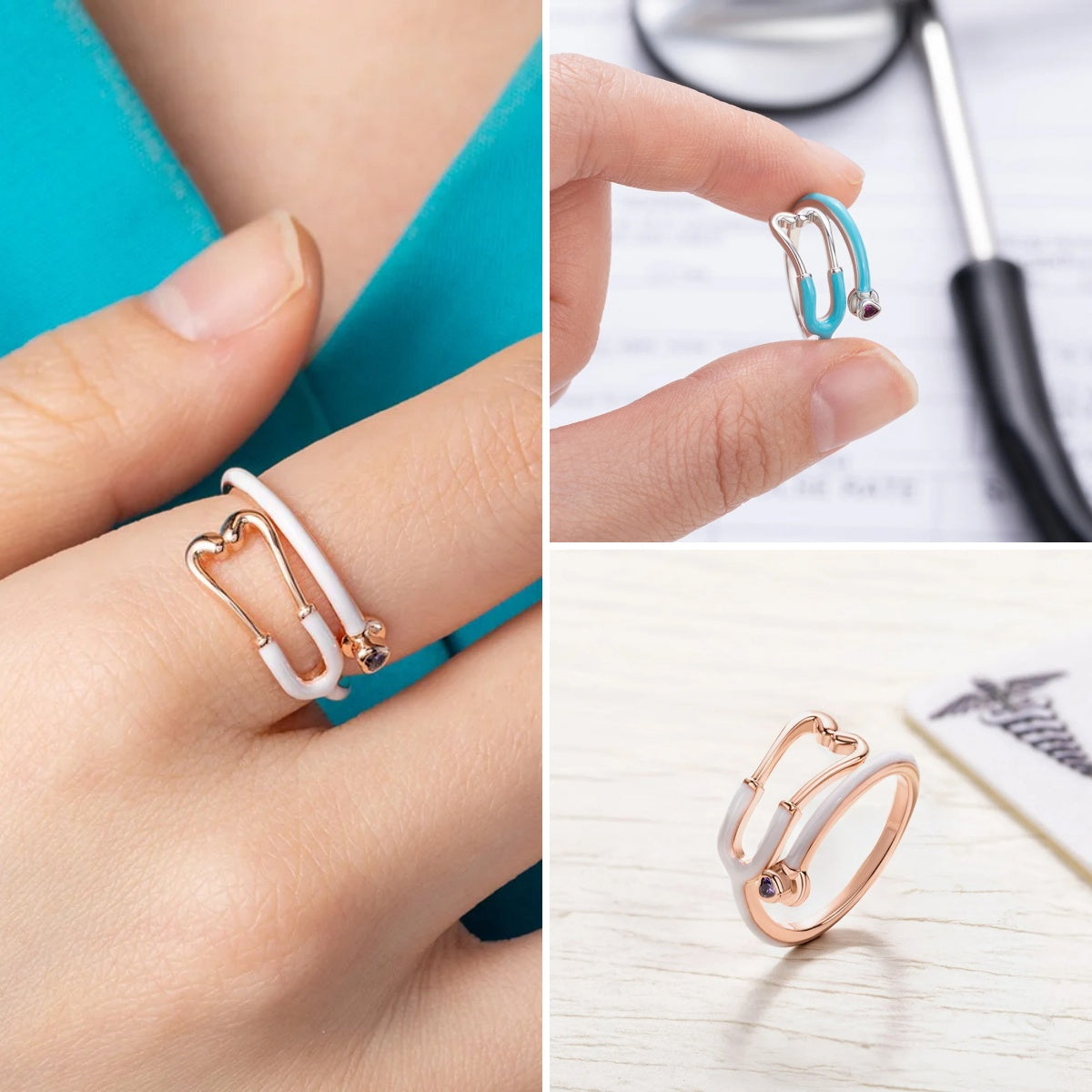 Personalized Heart Birthstone Ring Nurses Week - Appreciation Gift for Medical Staff