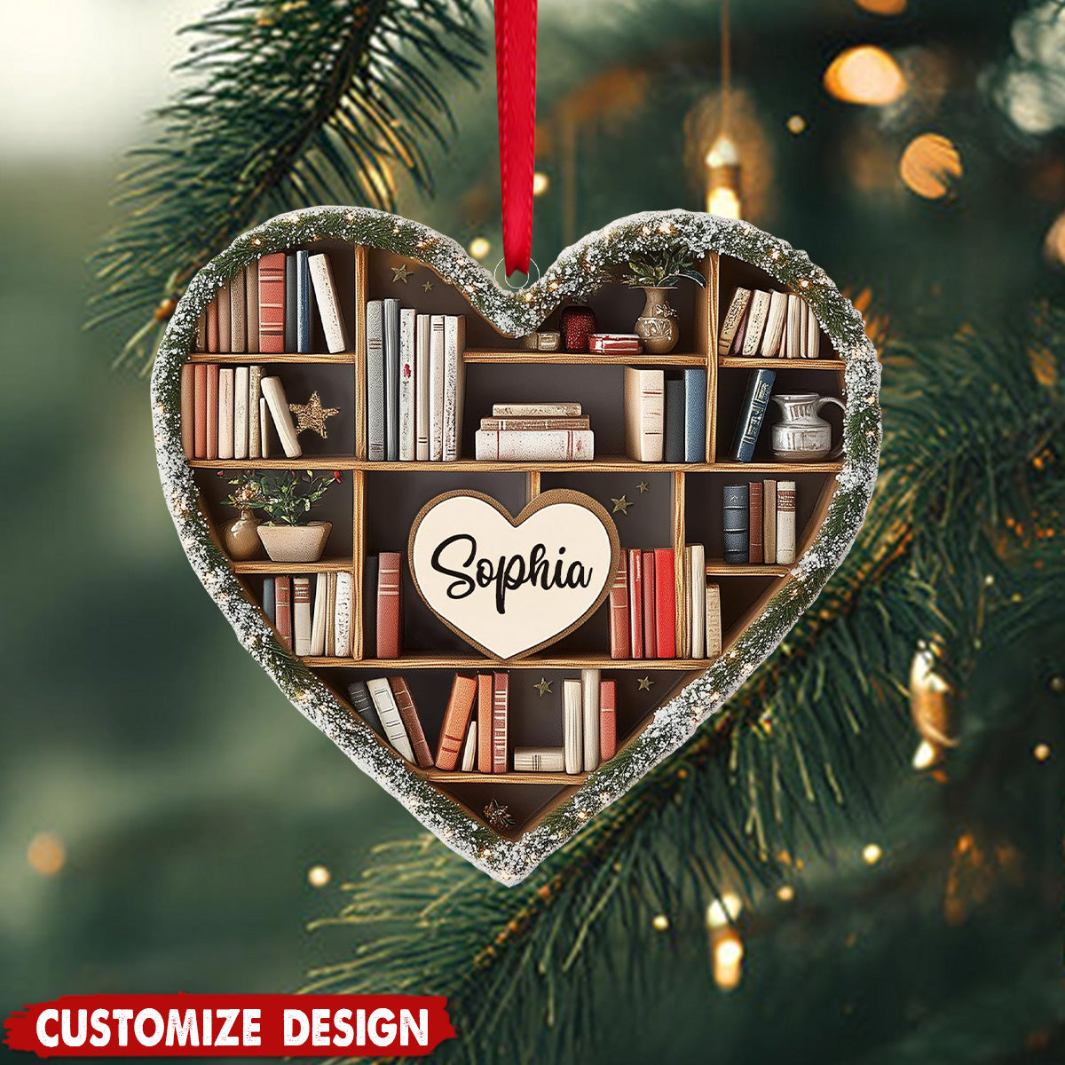 Personalized Bookshelf Ornament-Gift for Book Lovers-2024 New Release