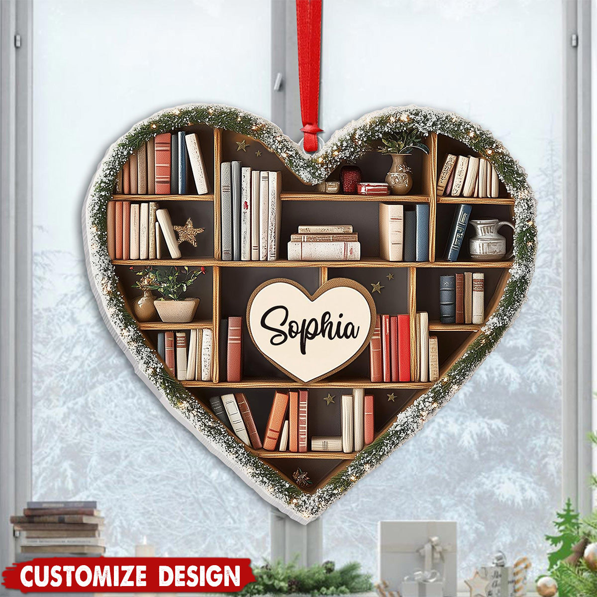 Personalized Bookshelf Ornament-Gift for Book Lovers-2024 New Release