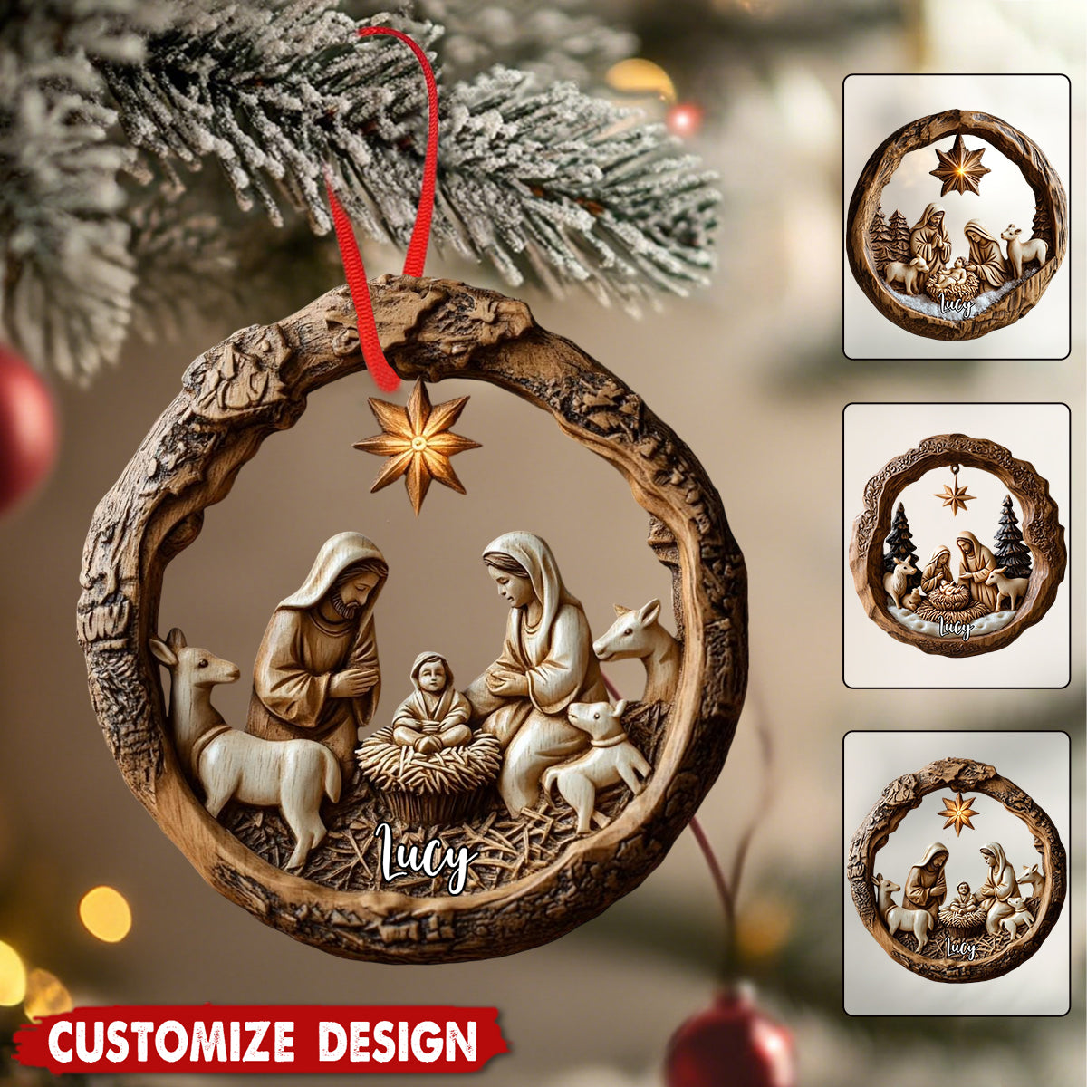 Personalized Nativity Scene Christmas Ornament –  Christian Gift Christmas