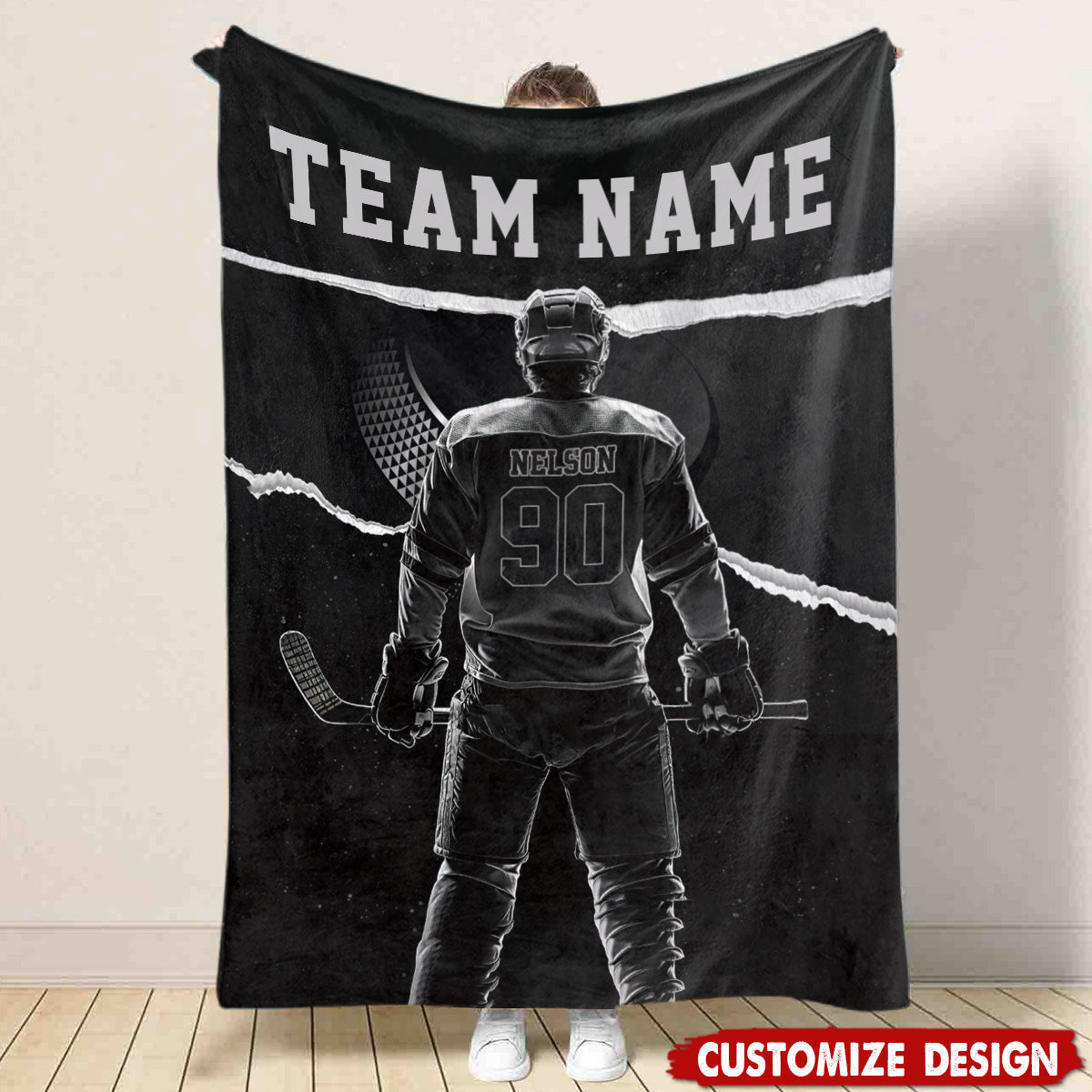 Personalized Hockey Player Blanket, Gift For Hockey Lovers,Players