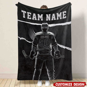 Personalized Hockey Player Blanket, Gift For Hockey Lovers,Players