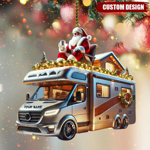 Custom Name Santa Truck Ornament, Santa Christmas Gift