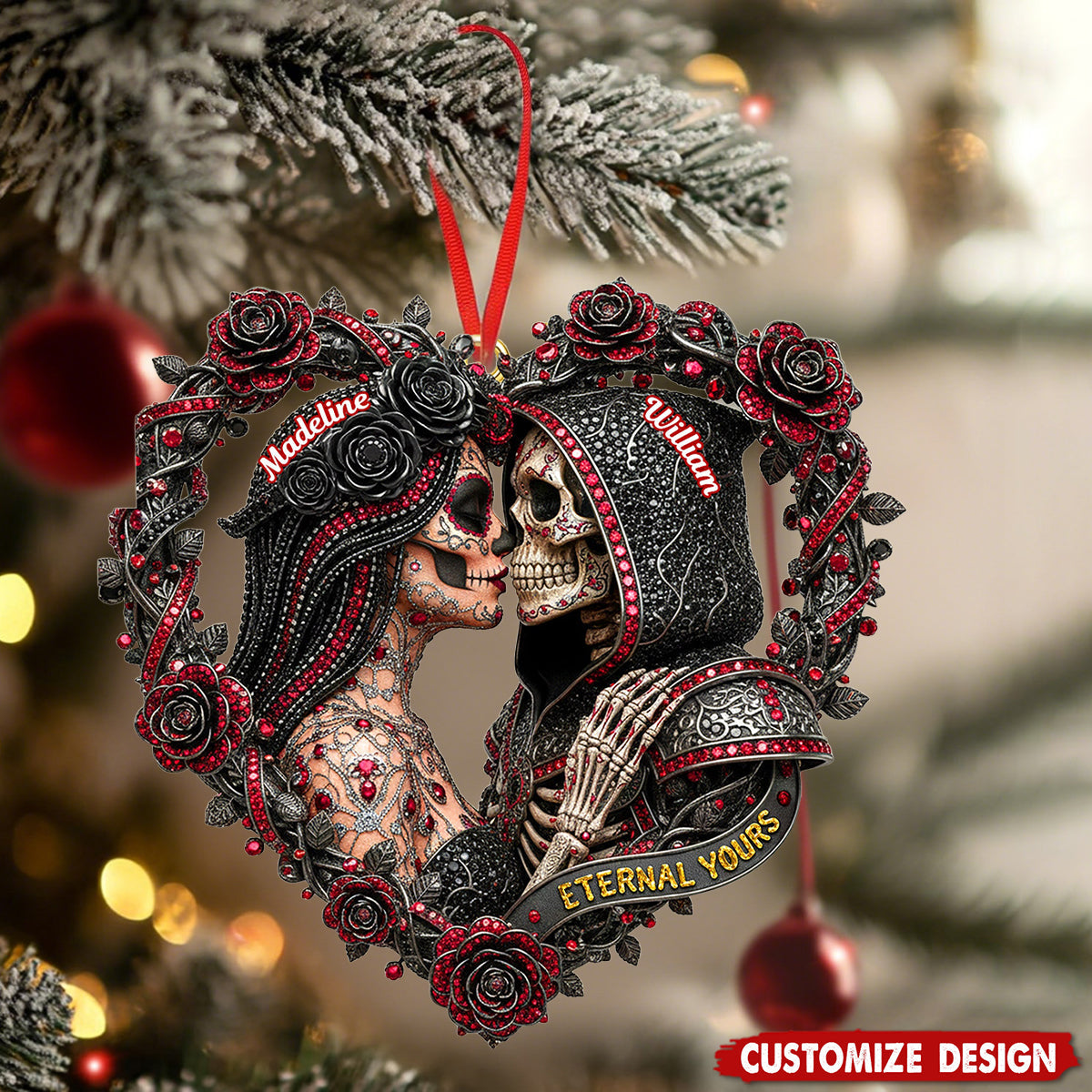 Skull Couple Ornament Personalized Christmas Gifts