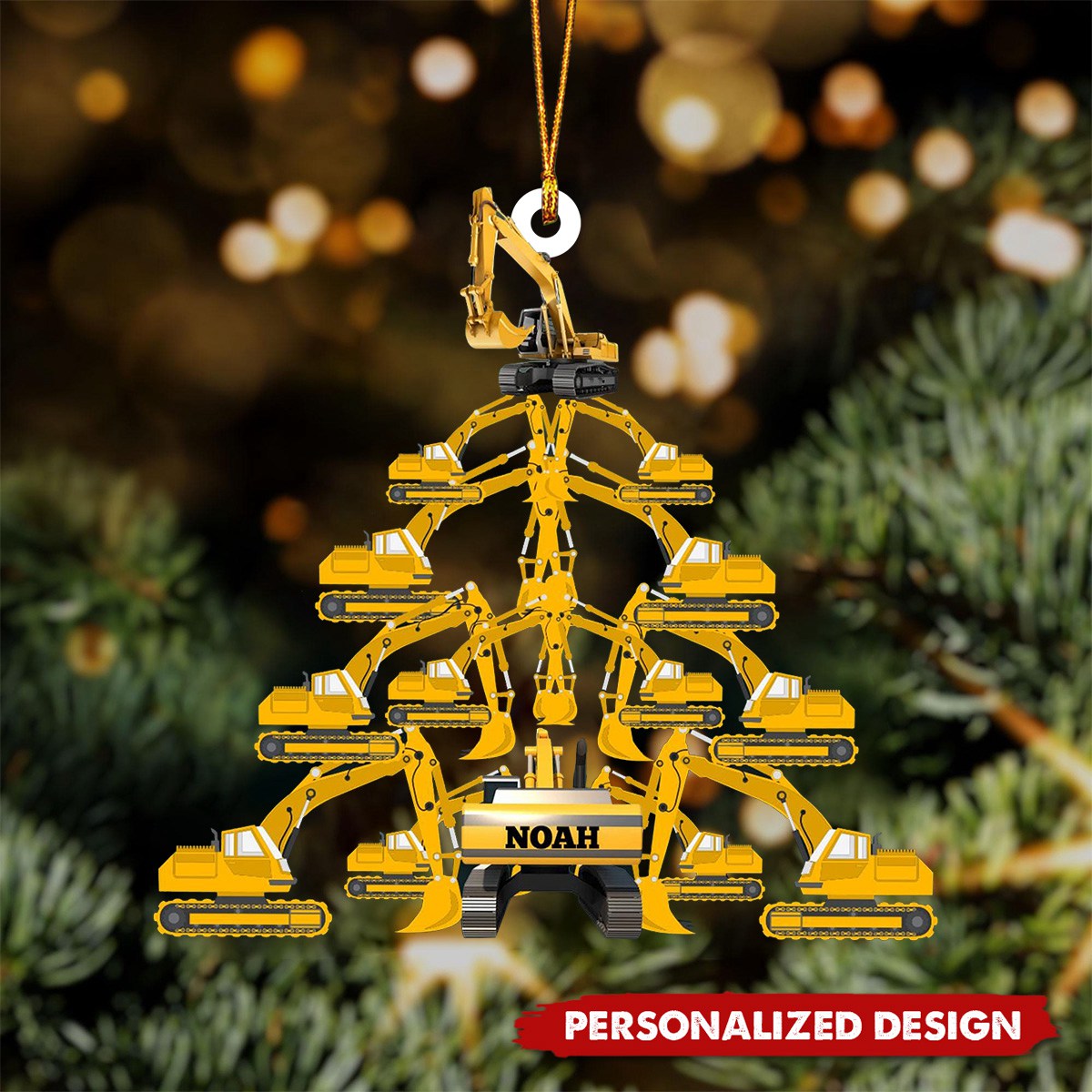 Personalized Excavator Construction Ornament-Gift For Kids-2024 New Release