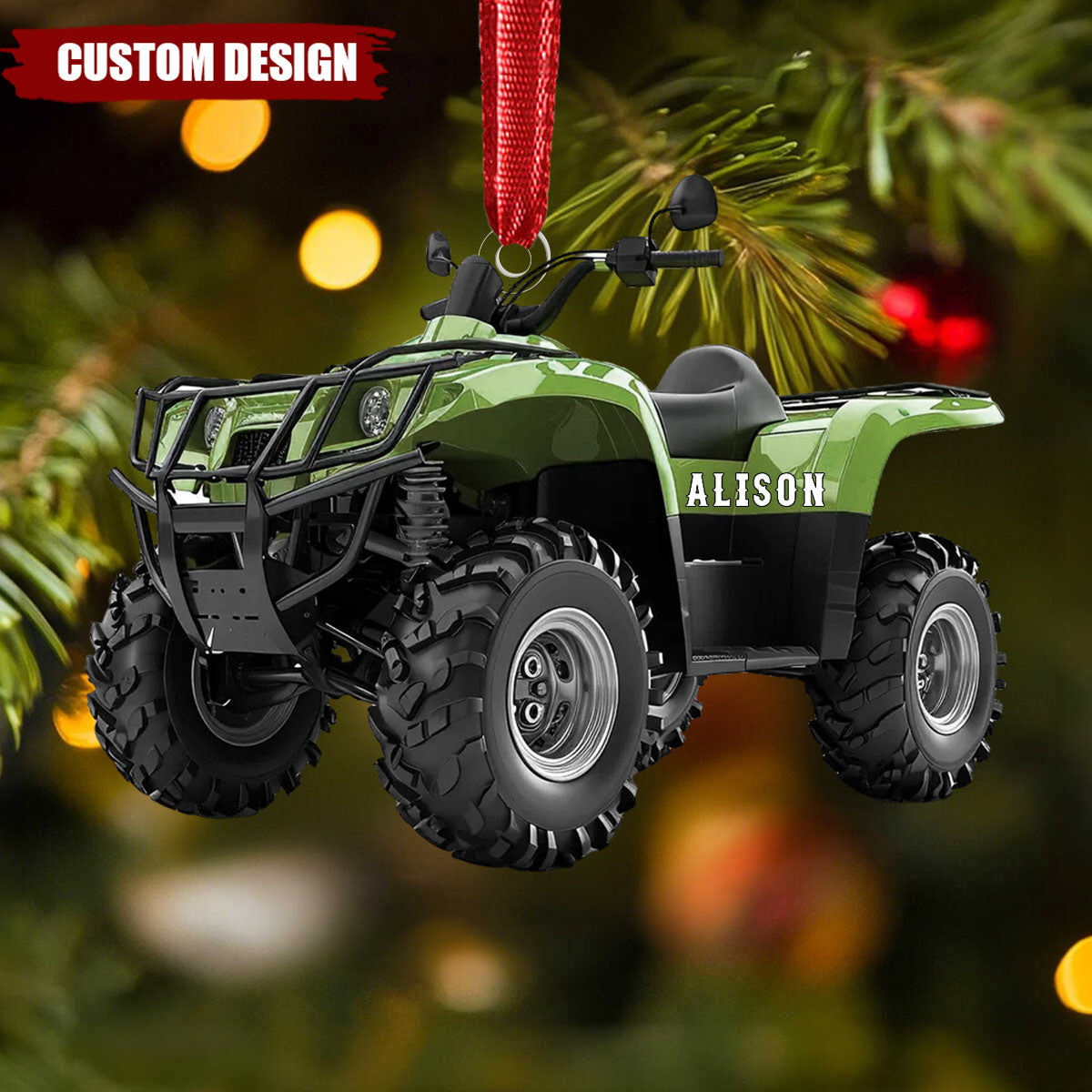 Personalized Quad Bike Christmas Ornament, Off Road Dirt Bike Ornament, Quad Racer Dirt Bike Rider Ornament With Name, 2D Acrylic Ornament