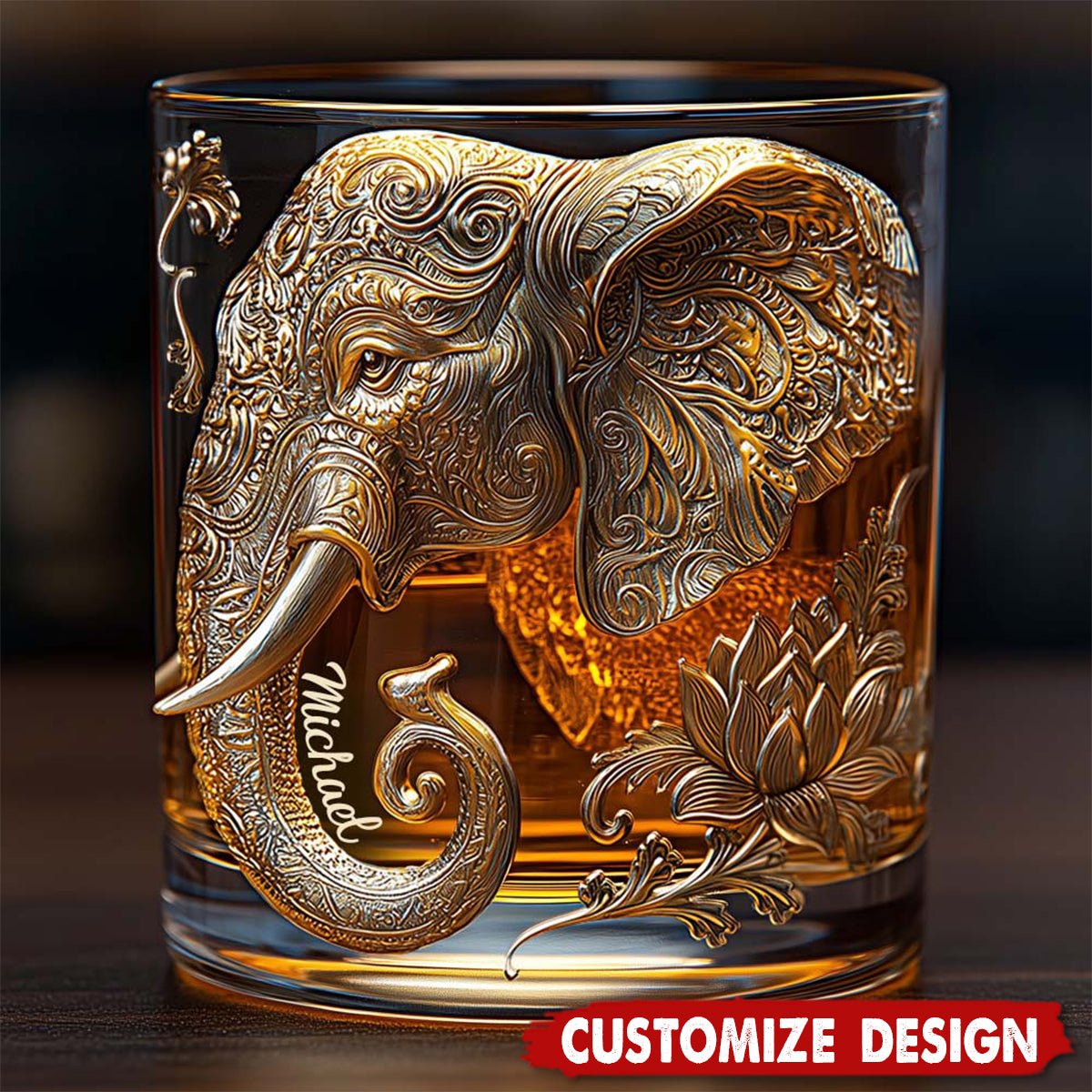 Beautiful Elephant - Personalized Elephant Whiskey Glass