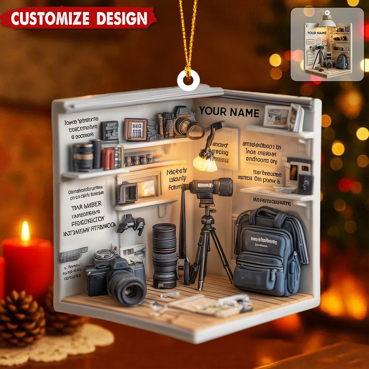 Personalized Camera Christmas Ornament-Gift For Photographer