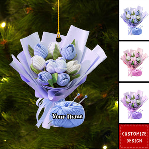2024 New Release Personalized Knitting Flower Christmas Ornament - Gift For Crochet Lover