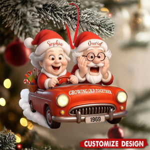 Personalized Growing Old Together Santa Car Christmas Ornament -  Gift for Married Couple