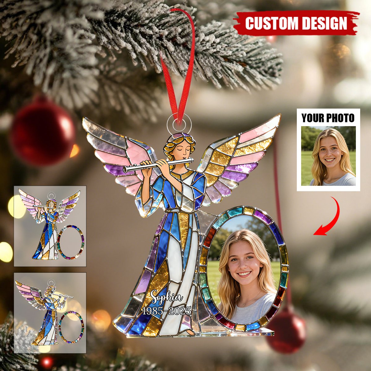 Personalized Angel Memorial Photo Ornament