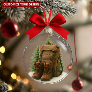 Personalized Hiking 3D Snow Christmas Ornament, Unique Camping Lover Keepsake Ornament
