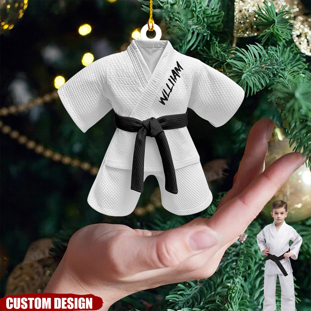 Personalized Black Belt Kid Uniform Ornament - Gift For Jiu-Jitsu,Karate Lovers