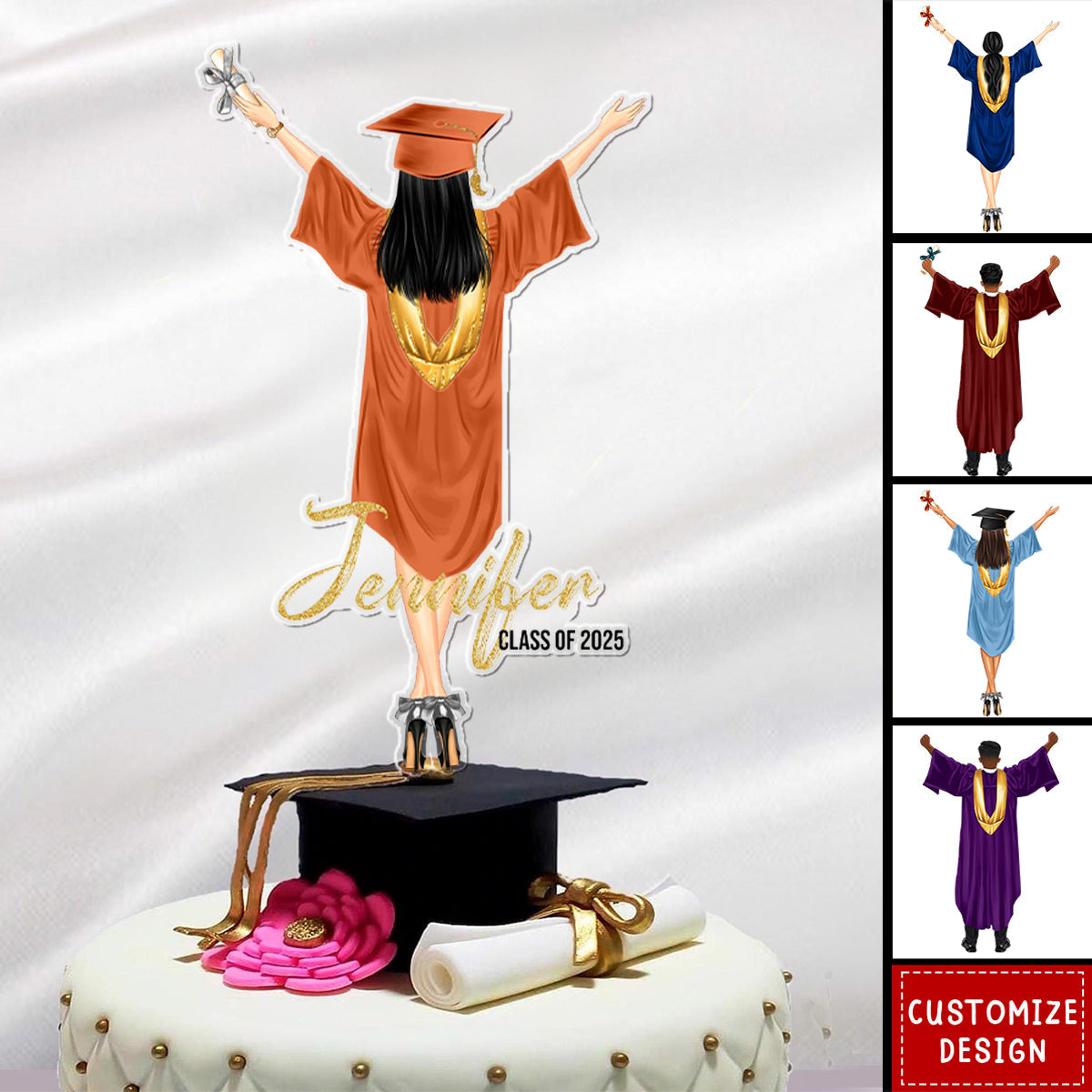 Personalized Graduation Cake Topper-Class of 2025