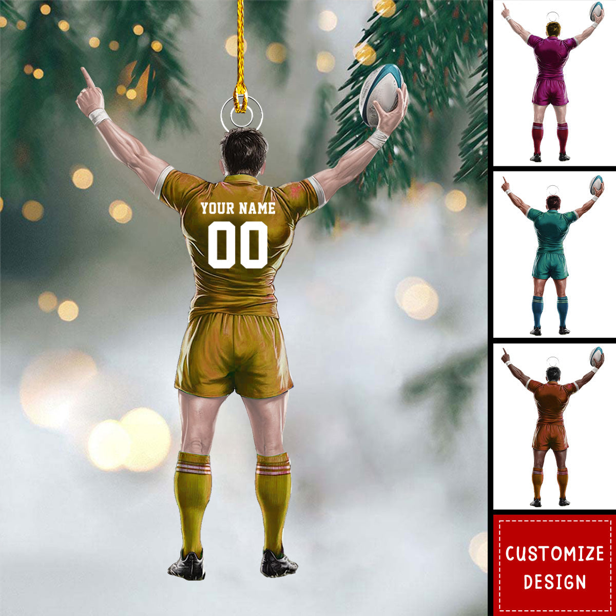 Personalized Rugby Player Christmas Ornament - Gifts For Rugby Lovers