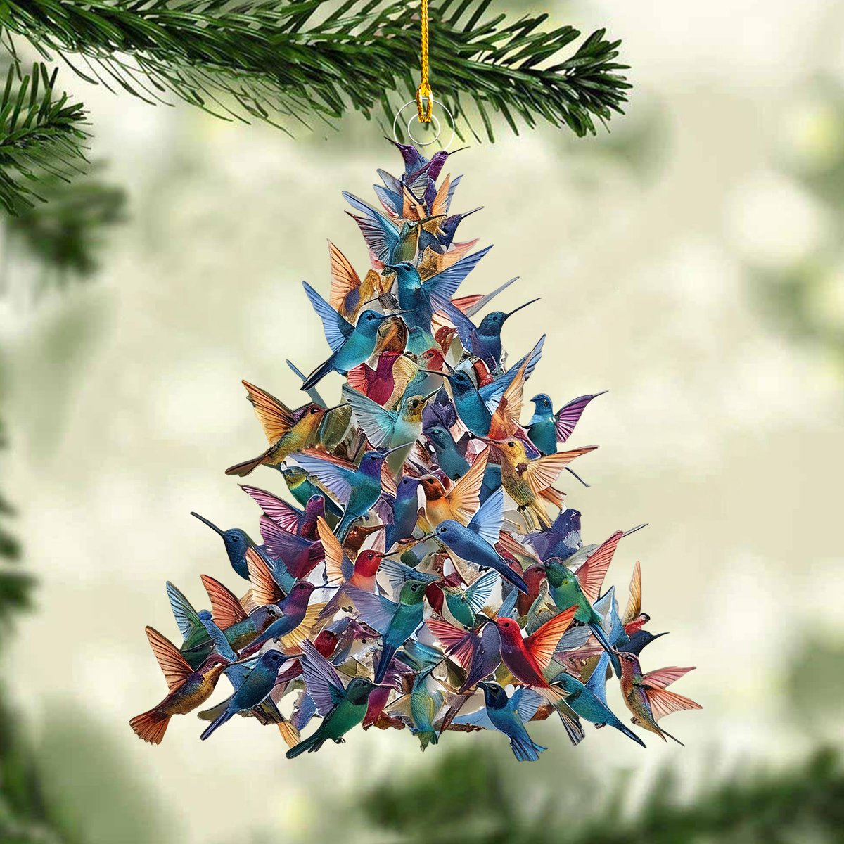 Hummingbird Christmas Tree Ornament, Colorful Acrylic Bird Ornament