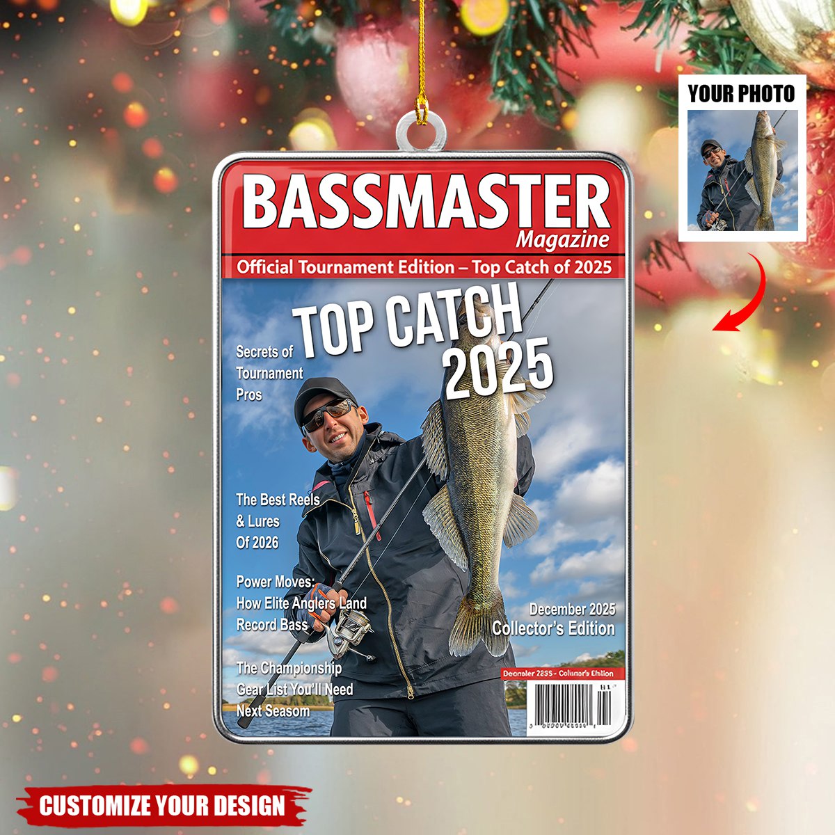 Personalized Photo Fishing Lover Christmas Ornament  -  Gifts For Fishing Lover