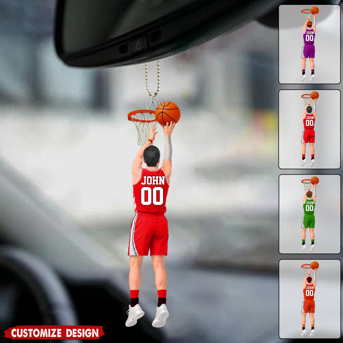 Personalized Back View Basketball Car Ornament - Gift For Basketball Lovers