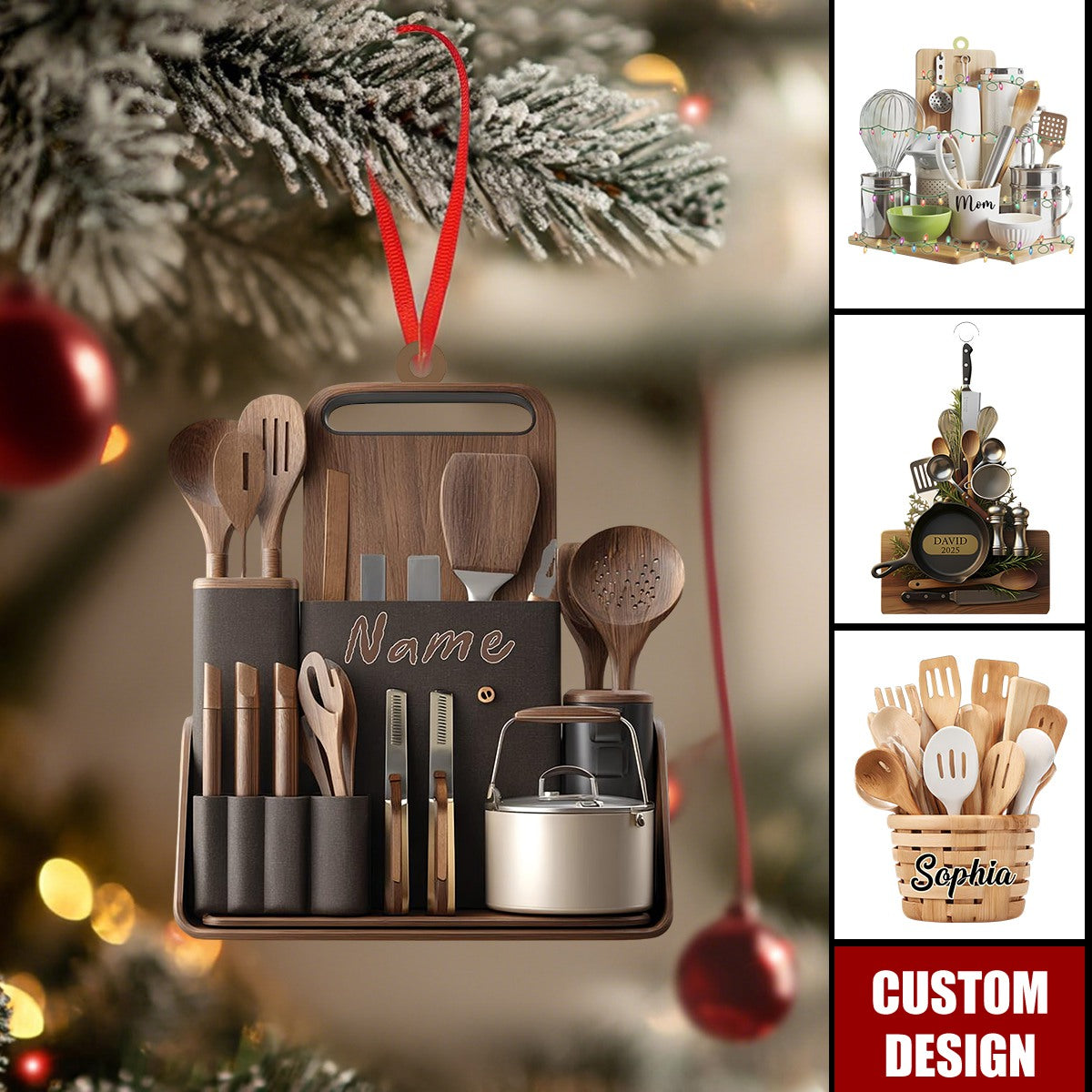 Personalized Kitchen Utensils Christmas Ornament