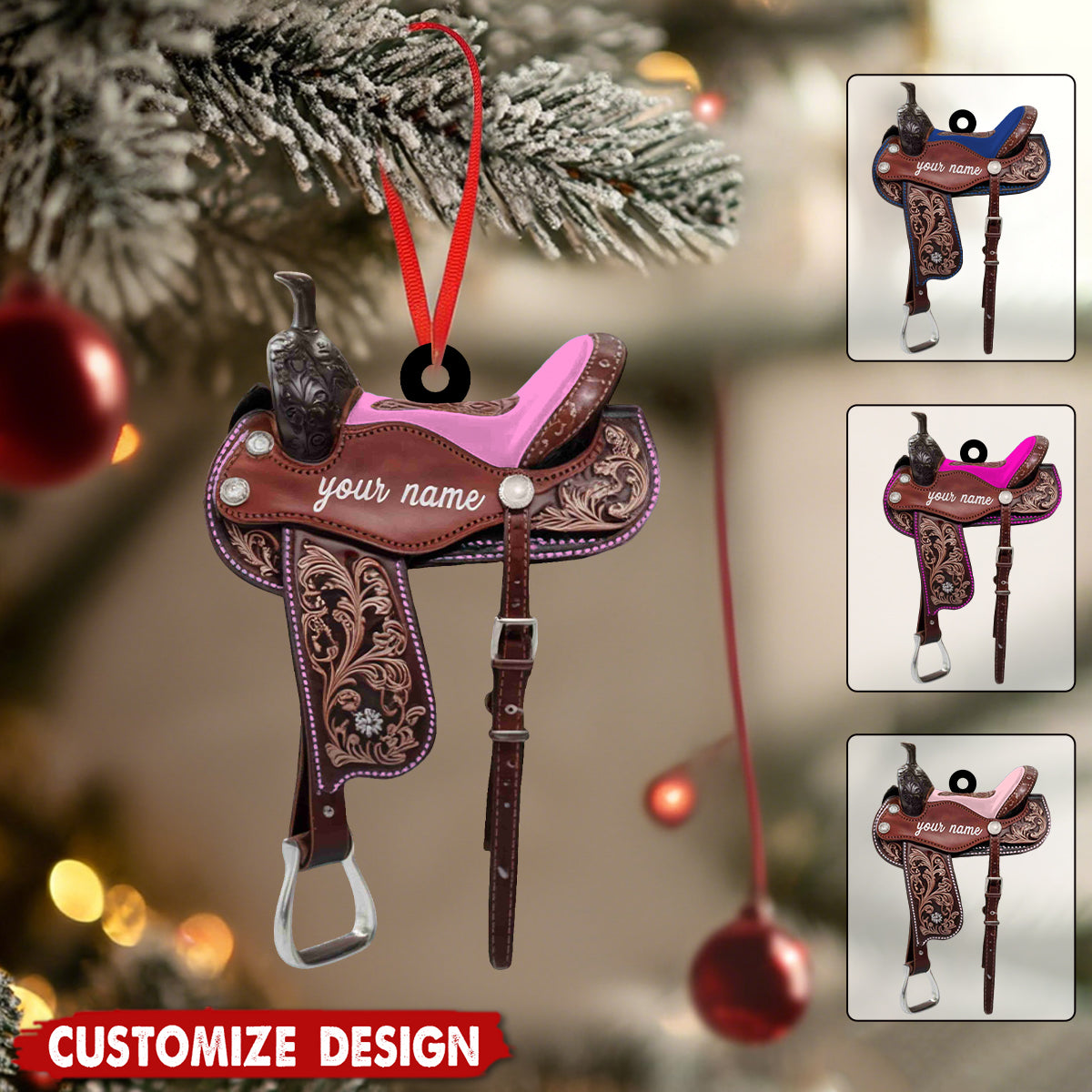 Personalized Horse Saddle Ornament - Gift for Western Lovers,Horse Lovers,Cowboy