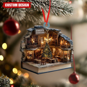 Personalized Book Nook Christmas Ornament - Gift For Book Lover