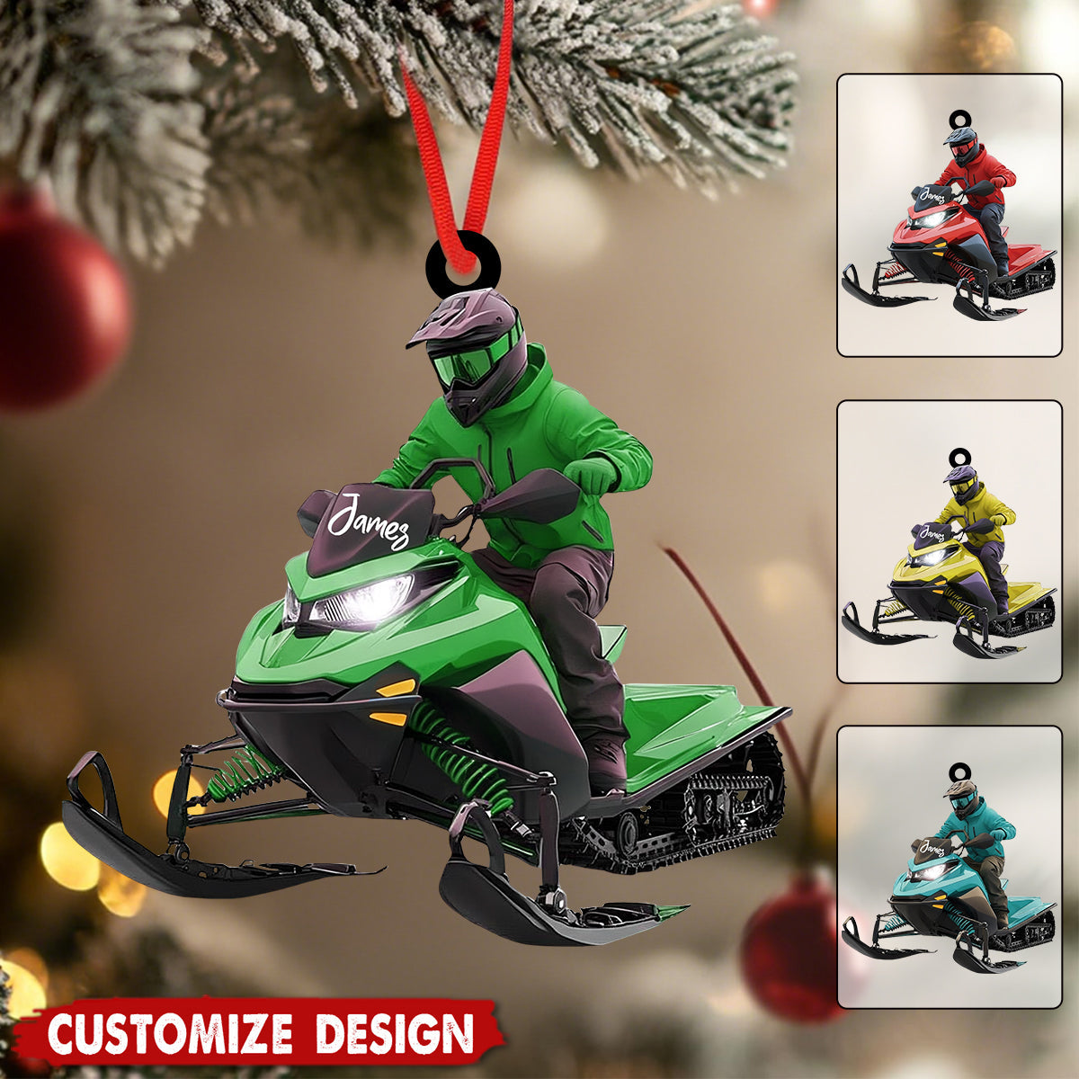 Personalized Snowmobile Rider Christmas Ornament- Gift for Rider, Winter Sports Lover