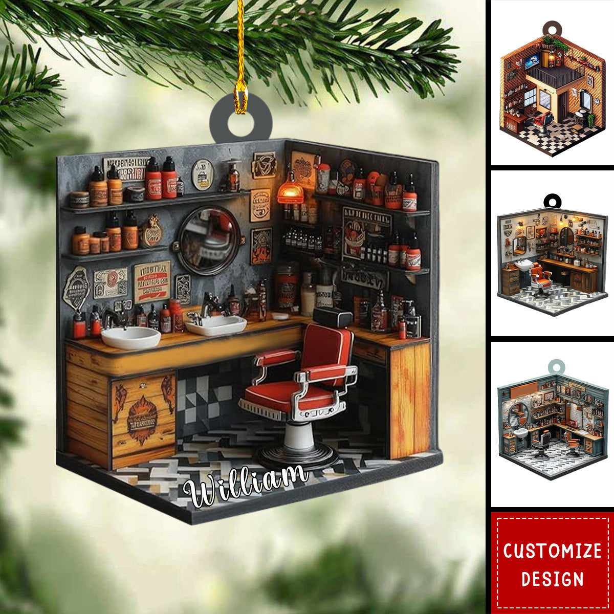 Personalized Hair Salon Acrylic Ornament - Gift For Hairdresser - 2024 New Release