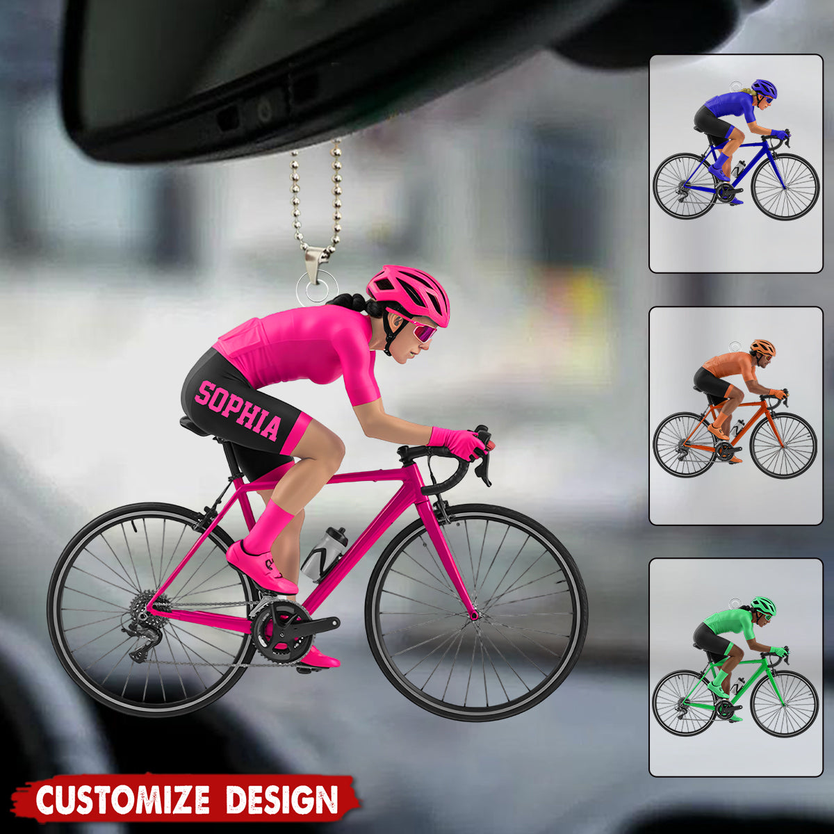 Personalized Road Bike Cyclist Car Ornament - Gift for Cycling Enthusiast And Cyclist