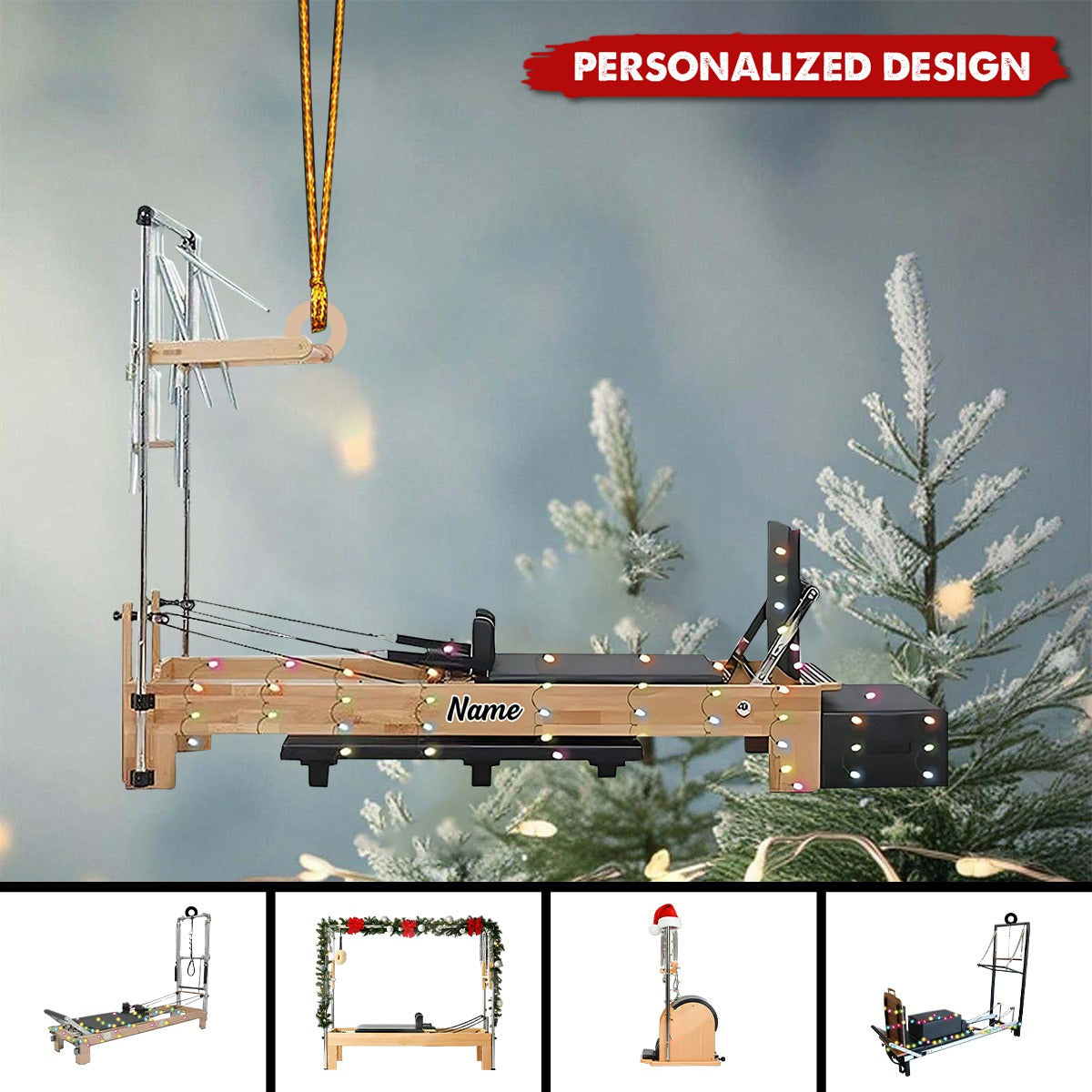 New Release Personalized Pilates Equipment Hanging Christmas Ornament-Gifts For Pilates Lover