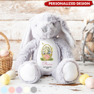 My First Easter Cute Bunny with Name and Year-Personalised Stuffed Bunny-Gift for Kids