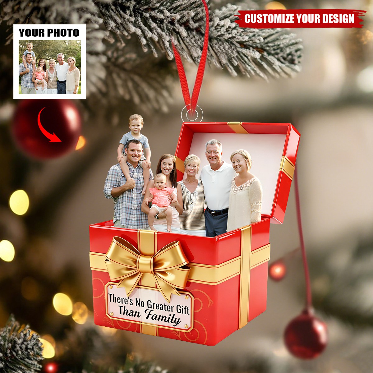 There's No Greater Gift Than Family- Personalized Christmas Photo Ornament