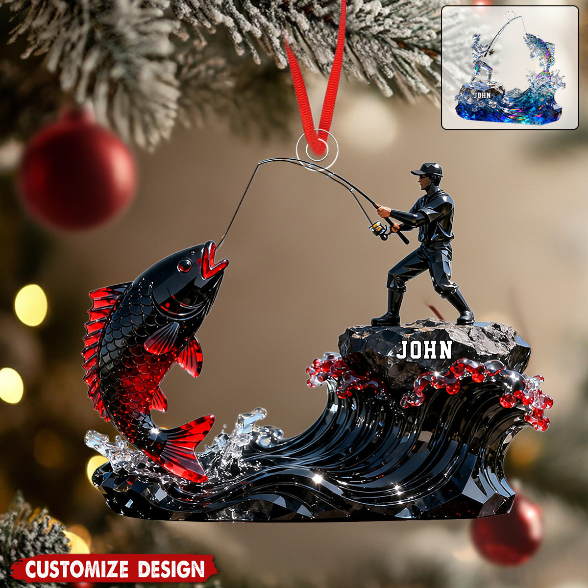 Personalized Fishing Christmas Ornament