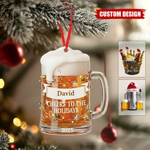 Personalized Beer Christmas Ornament - Unique Holiday  Gift for Beer Lover