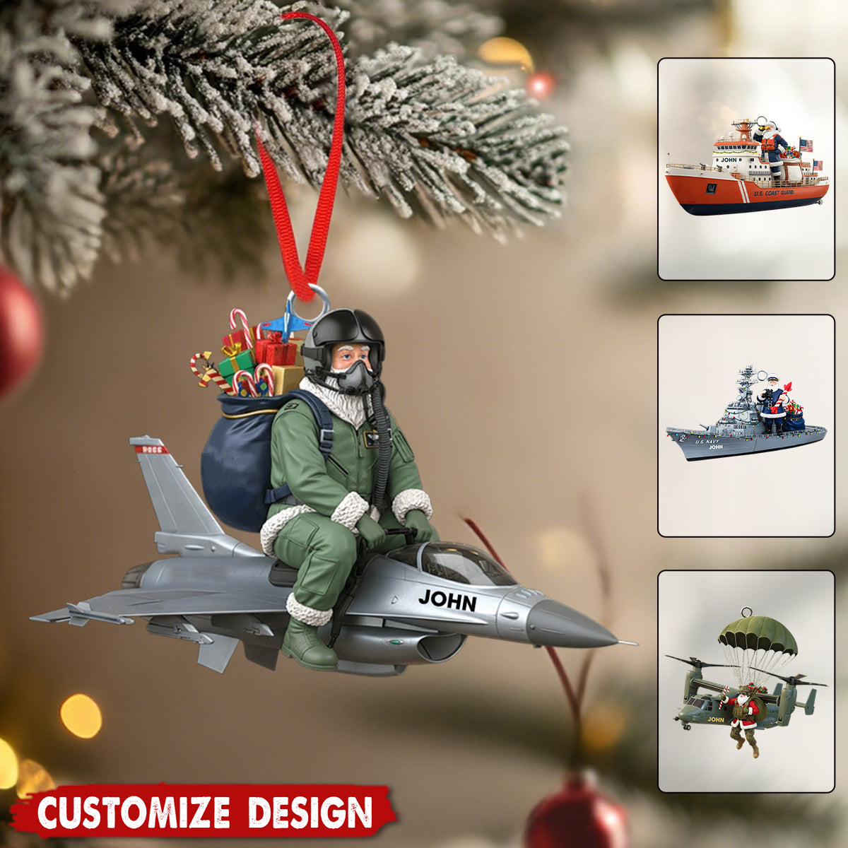 Personalized Military Christmas Ornament - Gift for Military Enthusiasts