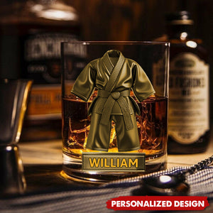 Personalized Black Belt Whisky Glass-Gift For Karate,Jiu-Jitsu,Taekwondo Lover