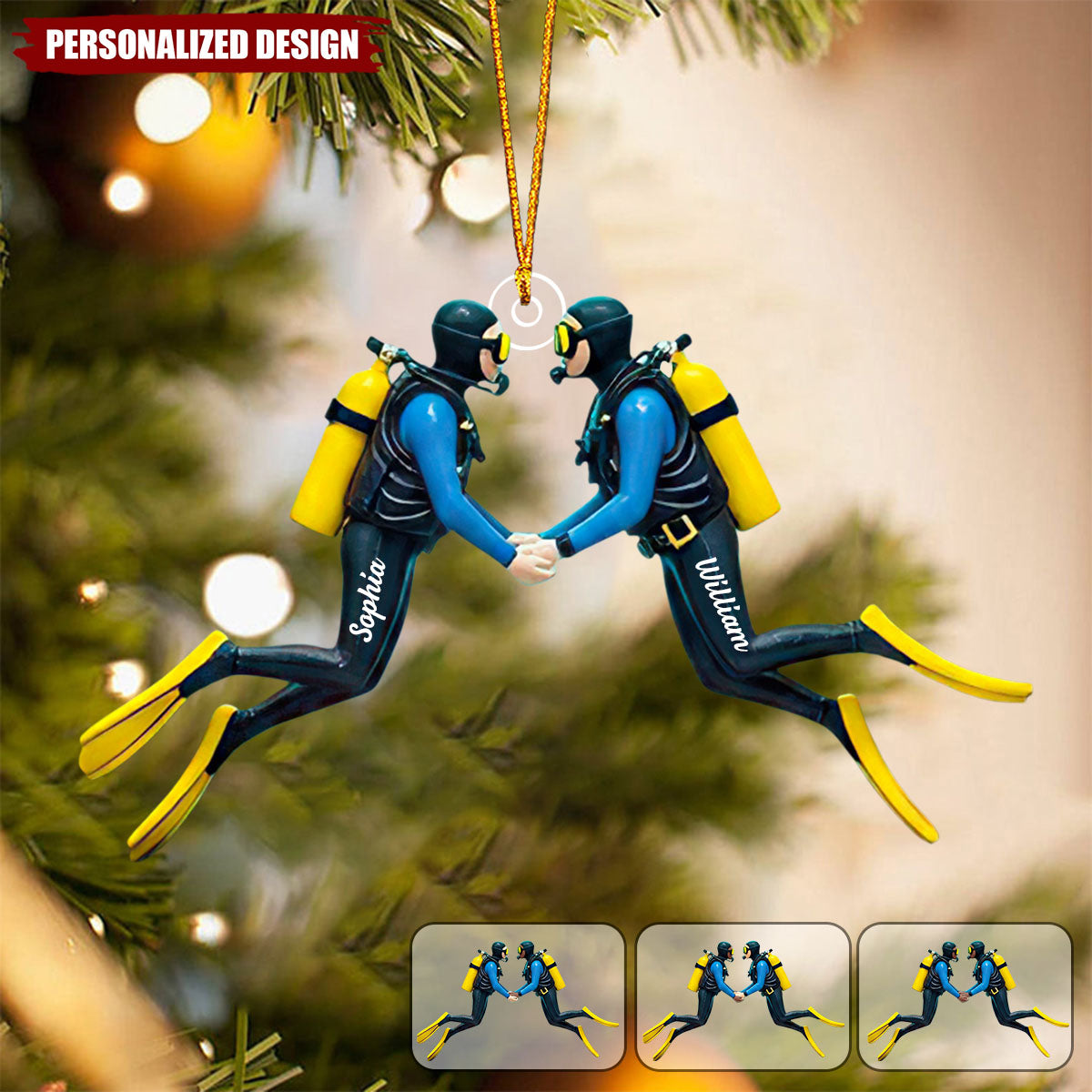 Personalized Scuba Diving Couple Ornament