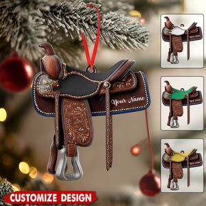 Personalized Western Horse Saddle Ornament -  Gift for Riders Cowboy Cowgirl