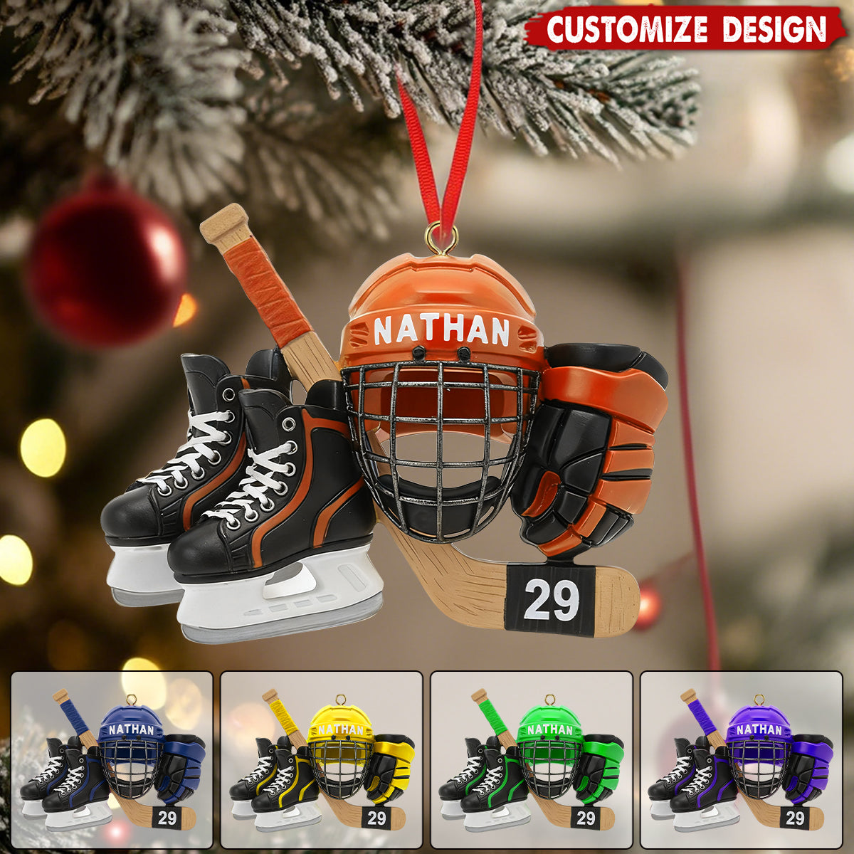 New Release - Personalized Hockey Set Ornament - Gift For Hockey Lovers