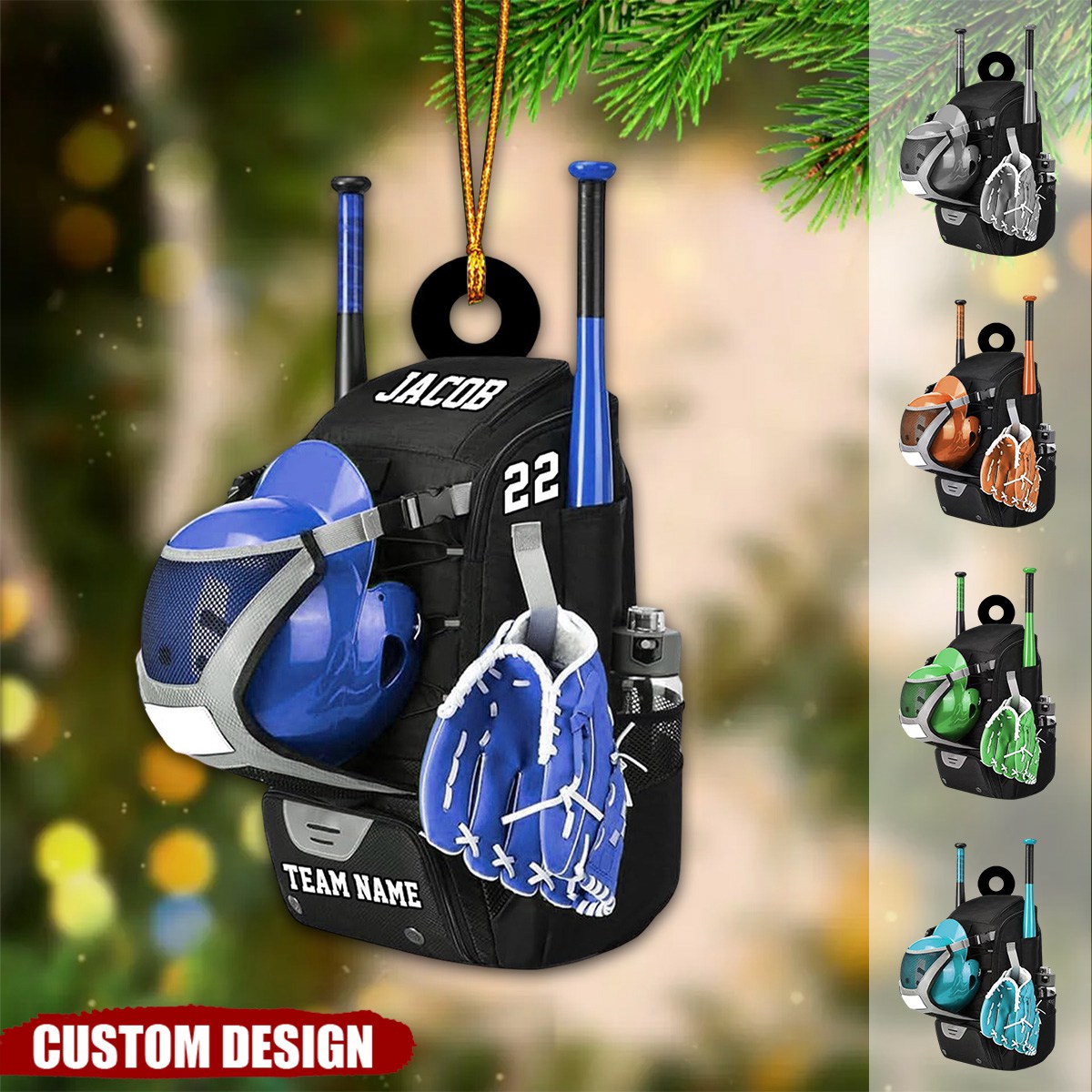 Personalized Baseball/Softball Bag with Helmet & Gloves Christmas Ornament, Gift For Baseball&Softball Lovers - New Release