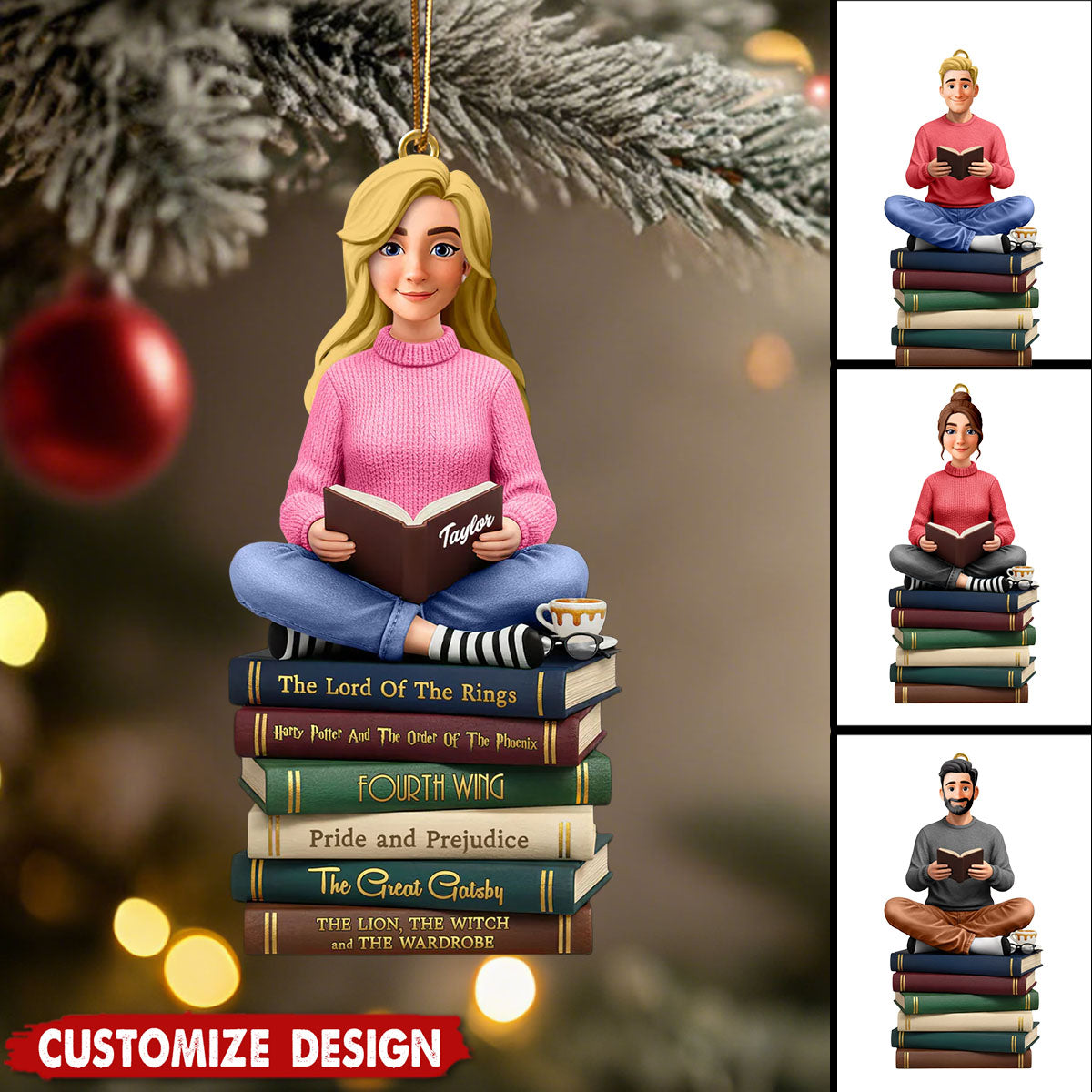 Personalized Book Lover Christmas Ornament - Gift For Book Lover