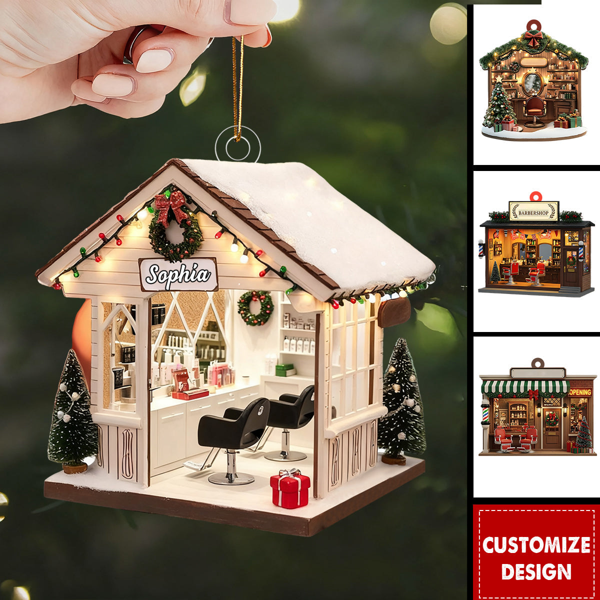 Personalized Barbershop Christmas Ornament